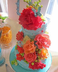 teal tea party birdcage themed cake
